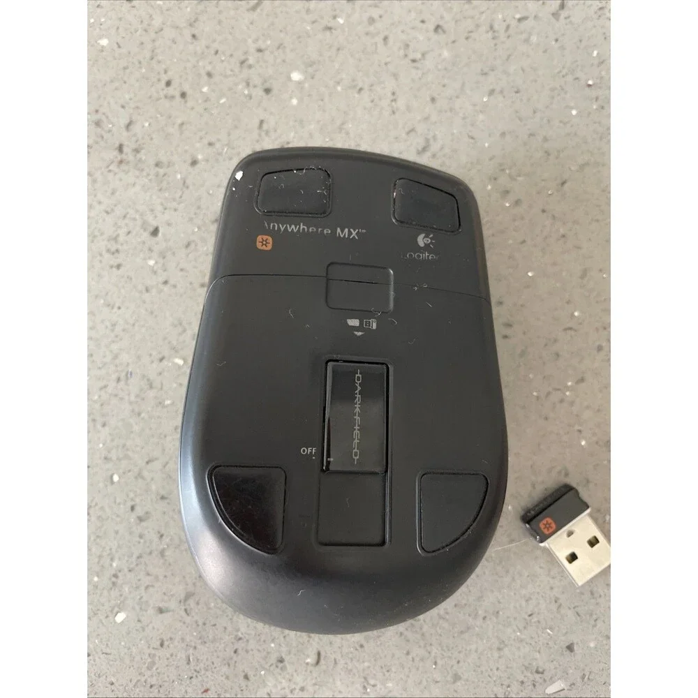 Logitech Anywhere MX Wireless Mouse - Black - Darkfield - with Dongle w case
